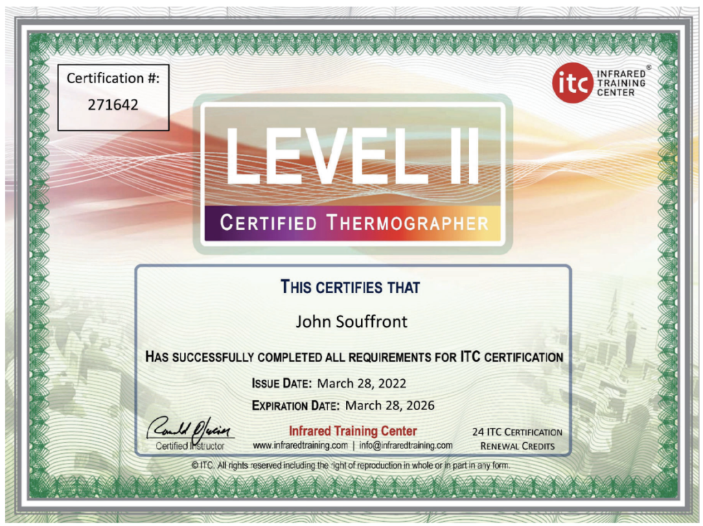 Infrared Thermal Inspection Certificate Florida