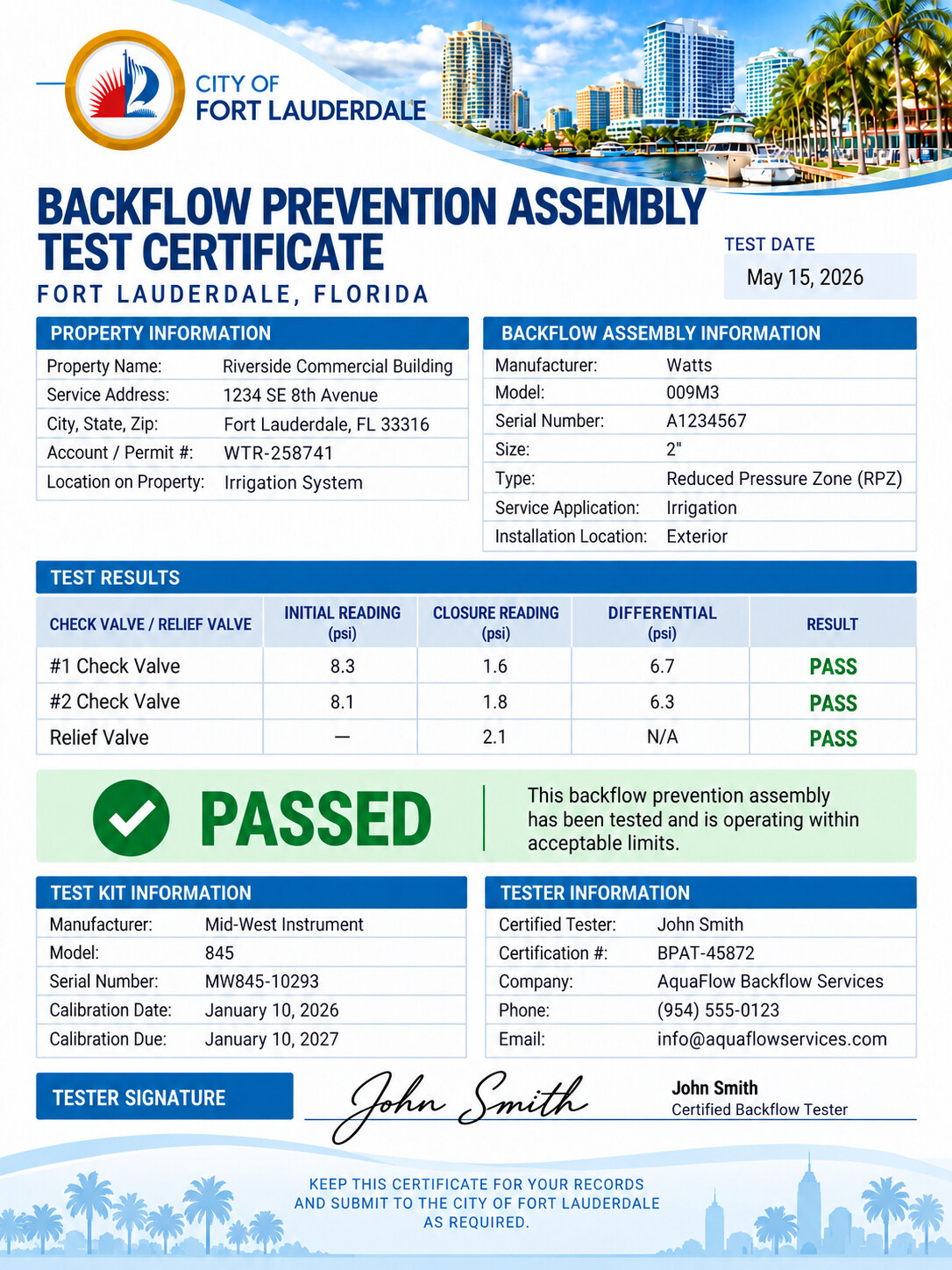 Backflow-Certificate Florida